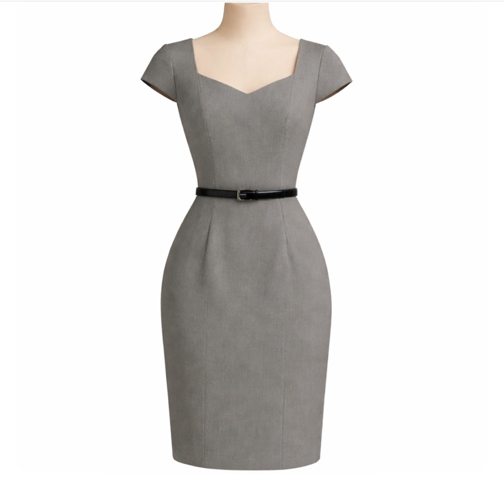 NWT Anne Klein Gray Midi Dress with Belt